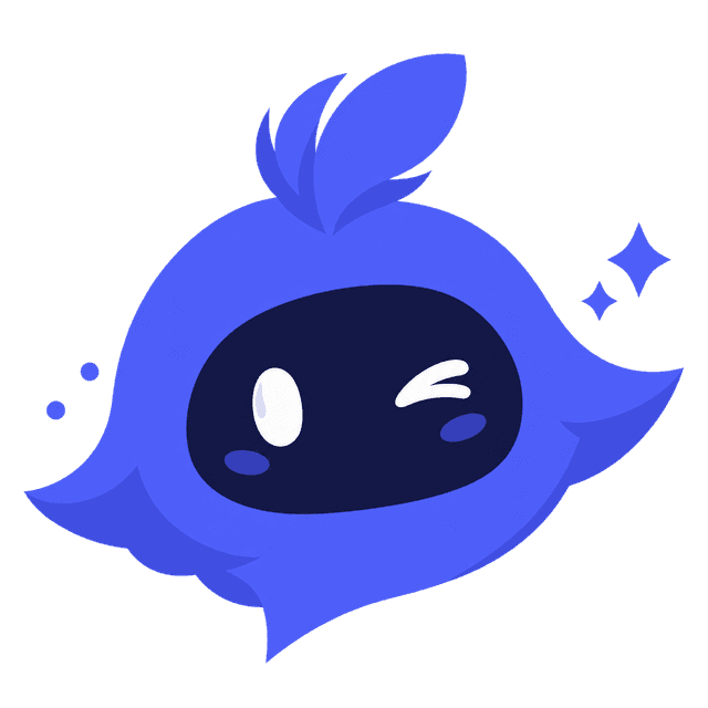 Chapter mascot, a friendly painted blue spirit